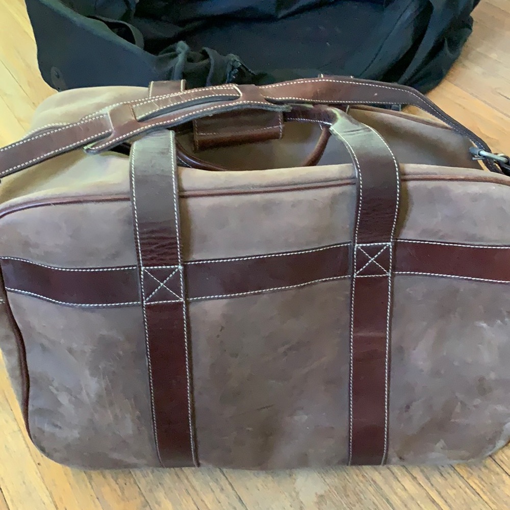 Roots Leather weekend bag.
